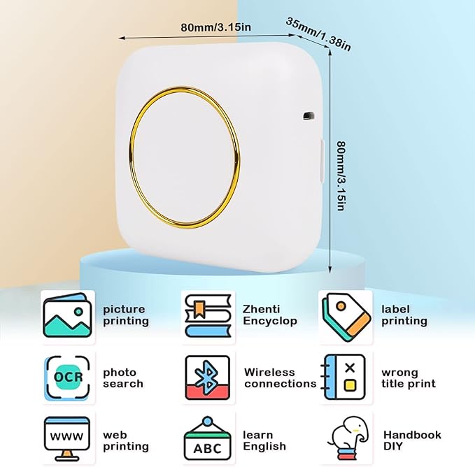Portable Mini Thermal Printer – Bluetooth Instant Printing, Sticker & Photo Printer – For School, Office & Crafts (UAE)